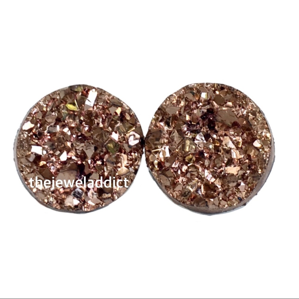 3 for 15🎀chunky rose gold Druzy style earrings - Picture 2 of 6